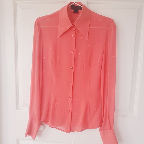 French silk blouse with Swarovski crystals, S - Picture 1 of 8